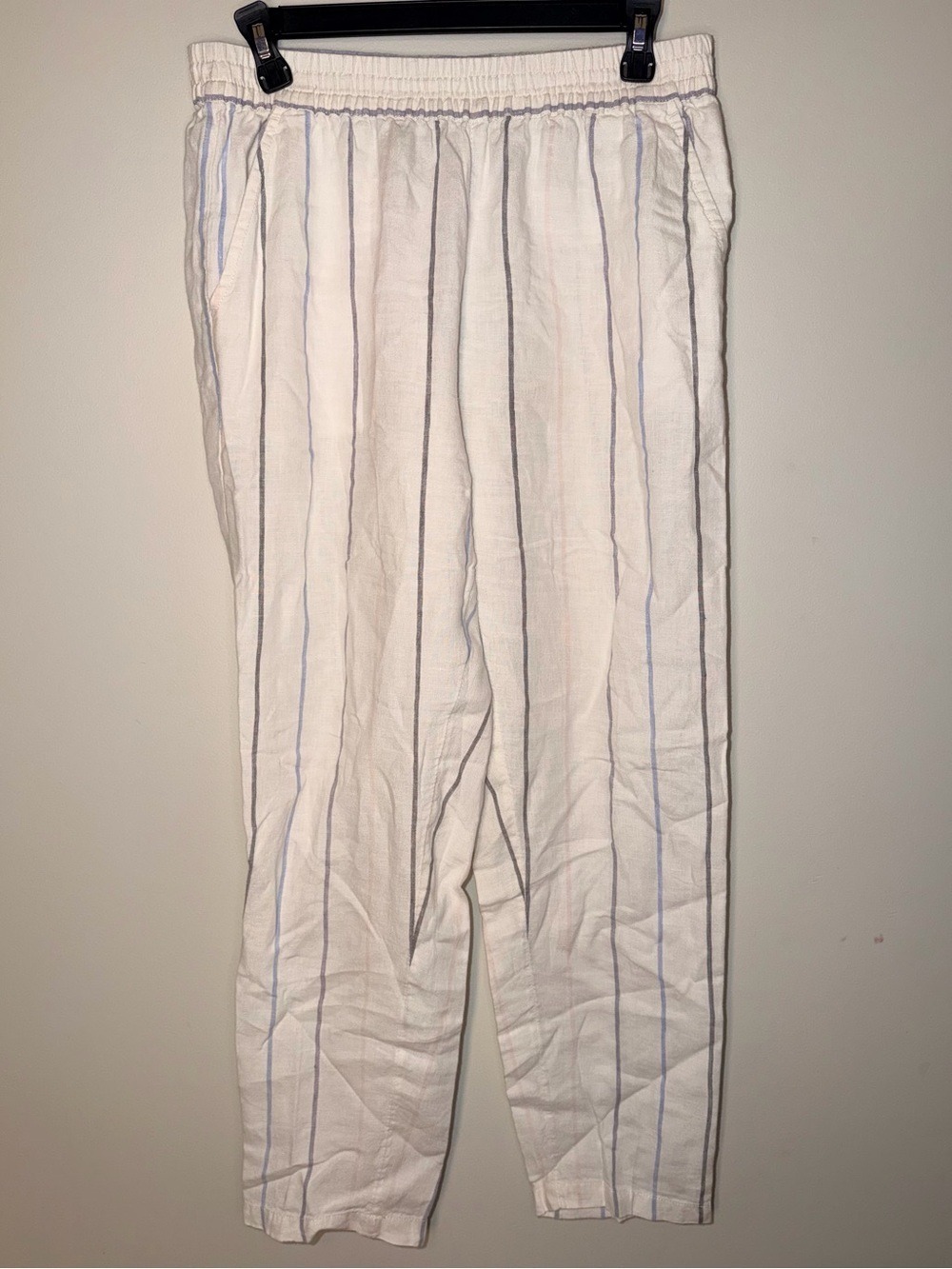 C&C California White Linen Striped Tapered Pants